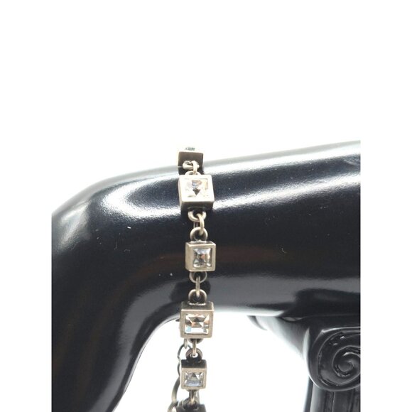 MYKA Signed Pewter Bracelet with Square Swarovski Crystals Toggle Clasp - Picture 6 of 8